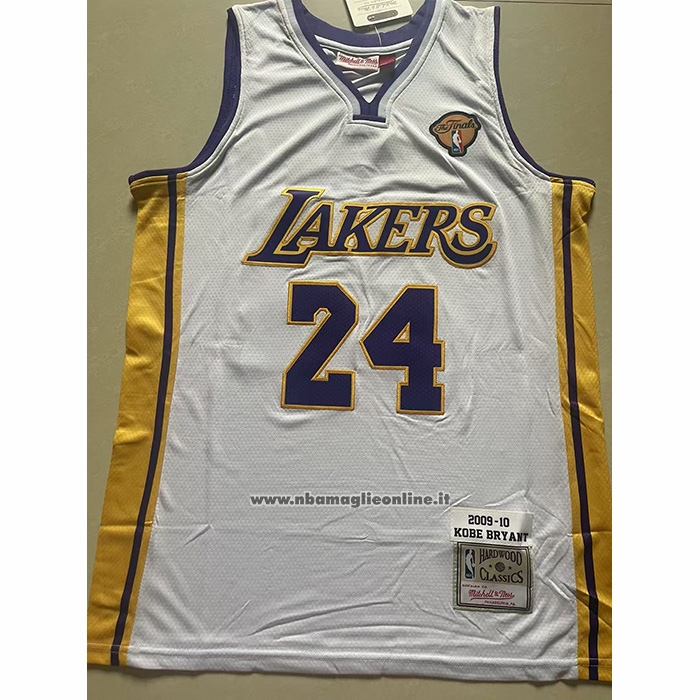 Maglia Los Angeles Lakers Kobe Bryant No 24 Mitchell & Ness 2009-10 Bianco